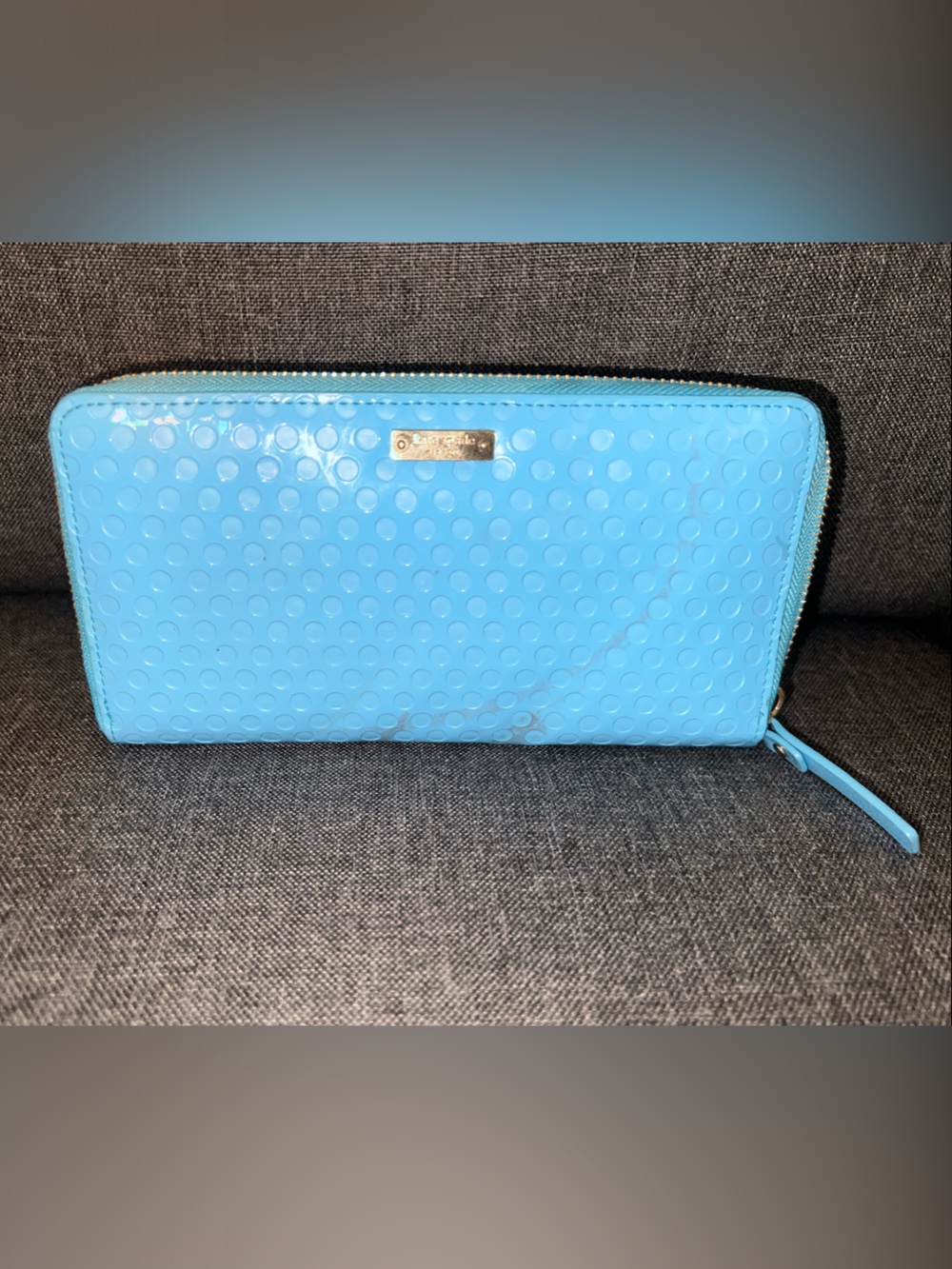 kate spade Blue Patent Zip Around Wallet